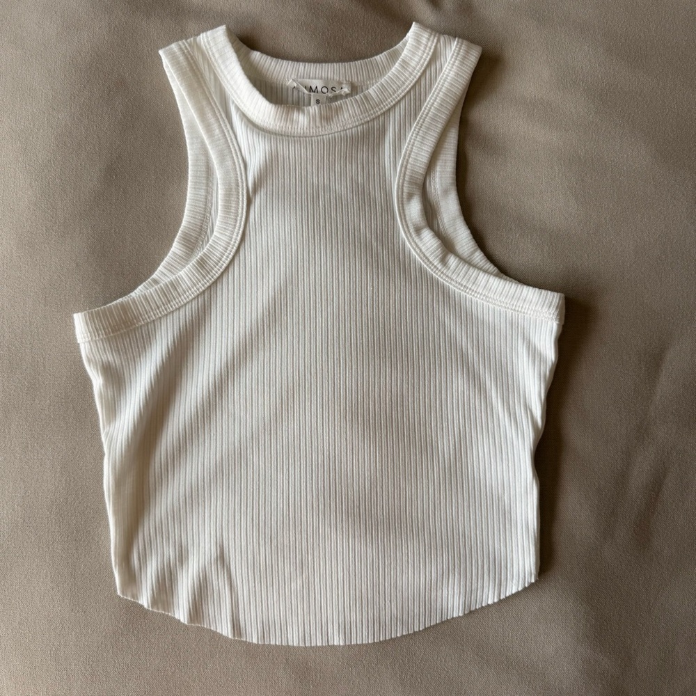 White Ribbed Tank Top